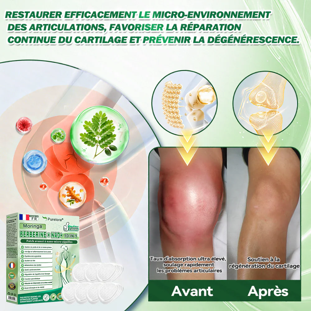 🏆 Recommandation n°1丨Purelora® Moringa Berbérine x NAD+ Patch Nano-Microneedle 10-en-1 Une application par jour, changements visibles dès 7 jours. Pour accompagner la gestion du poids, la fermeté de la peau et le bien-être global. - Image 8
