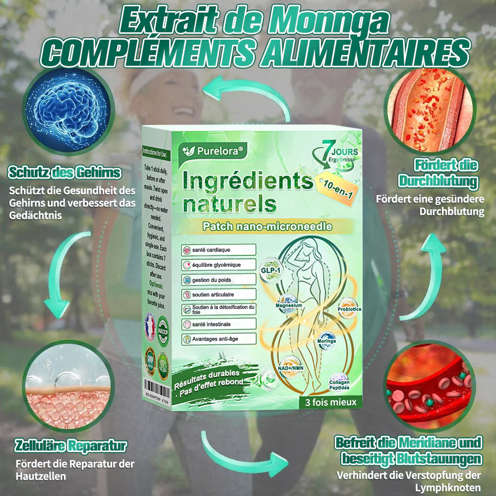 💖 𝑷𝒉𝒂𝒓𝒎𝒂𝒄𝒊𝒆 𝑶𝒇𝒇𝒊𝒄𝒊𝒆𝒍𝒍𝒆 💖 | Purelora® Patch Nano Microneedle 10-en-1 aux ingrédients naturels ✅ Aide à gérer le poids, soutient cœur, glycémie, intestin & articulations, raffermit la peau et booste l’énergie. - Image 14