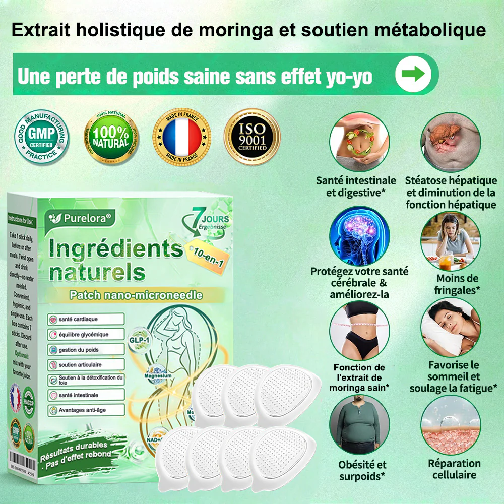 💖 𝑷𝒉𝒂𝒓𝒎𝒂𝒄𝒊𝒆 𝑶𝒇𝒇𝒊𝒄𝒊𝒆𝒍𝒍𝒆 💖 | Purelora® Patch Nano Microneedle 10-en-1 aux ingrédients naturels ✅ Aide à gérer le poids, soutient cœur, glycémie, intestin & articulations, raffermit la peau et booste l’énergie. - Image 7