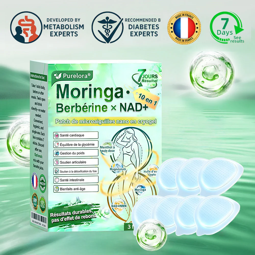 💖𝑷𝒉𝒂𝒓𝒎𝒂𝒄𝒊𝒆 𝑶𝒇𝒇𝒊𝒄𝒊𝒆𝒍𝒍𝒆💖 | 🇫🇷 Purelora® Moringa · Berbérine Patch 10-en-1 aux Nano-Micro-Aiguilles et Cryo-Gel ✅ Soutien Cryo-Métabolique : Cristallise les graisses, raffermit la peau et élimine l'œdème instantanément.