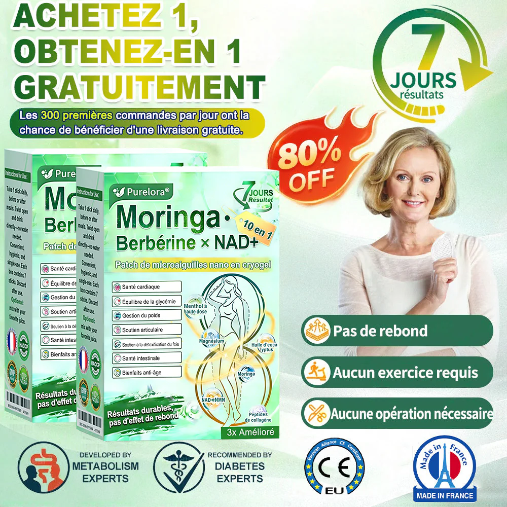 💖𝑷𝒉𝒂𝒓𝒎𝒂𝒄𝒊𝒆 𝑶𝒇𝒇𝒊𝒄𝒊𝒆𝒍𝒍𝒆💖 | 🇫🇷 Purelora® Moringa · Berbérine Patch 10-en-1 aux Nano-Micro-Aiguilles et Cryo-Gel ✅ Soutien Cryo-Métabolique : Cristallise les graisses, raffermit la peau et élimine l'œdème instantanément. - Image 2