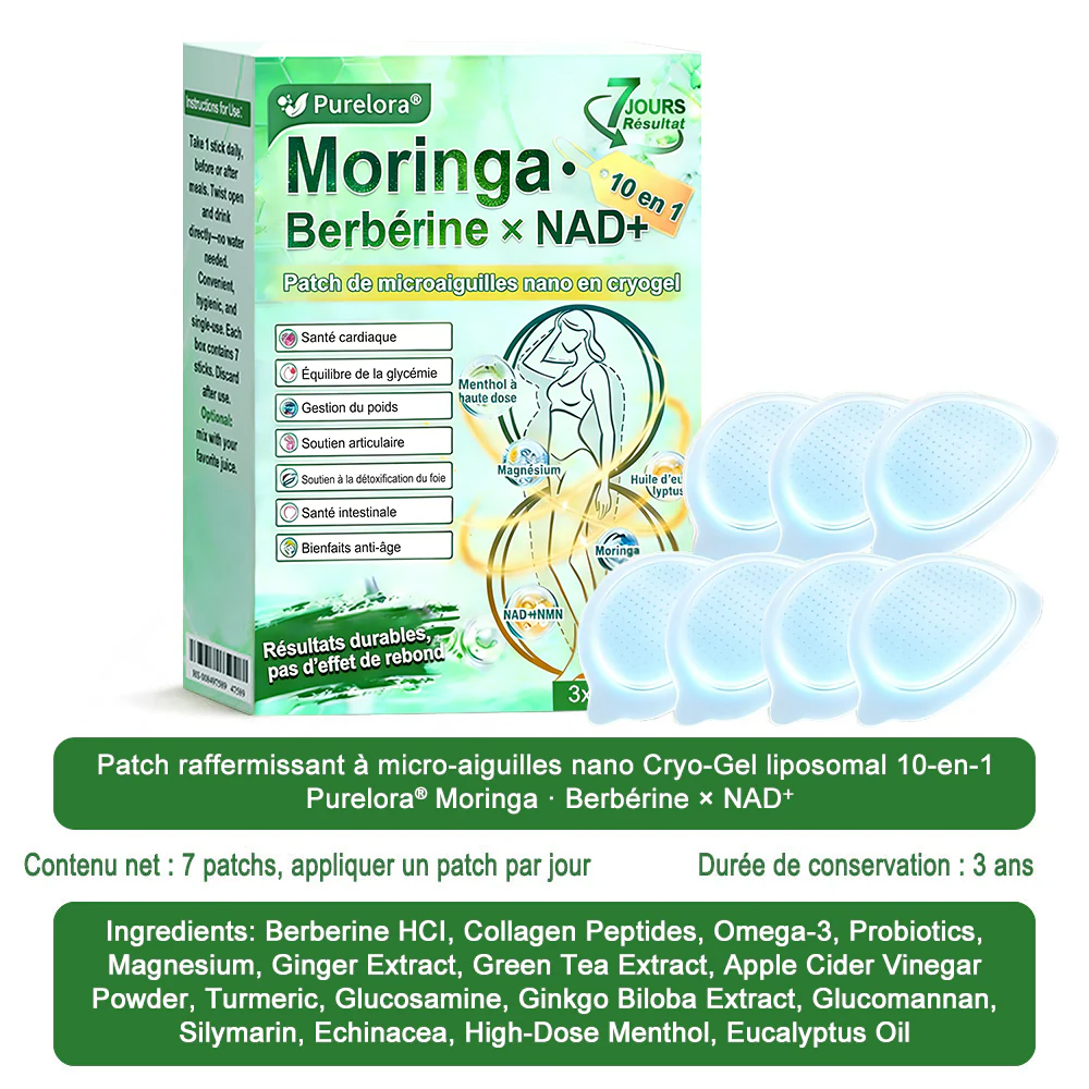 💖𝑷𝒉𝒂𝒓𝒎𝒂𝒄𝒊𝒆 𝑶𝒇𝒇𝒊𝒄𝒊𝒆𝒍𝒍𝒆💖 | Purelora® Moringa · Berbérine Patch 10-en-1 aux Nano-Micro-Aiguilles et Cryo-Gel ✅ Soutien Cryo-Métabolique : Cristallise les graisses, raffermit la peau et élimine l'œdème instantanément. - Image 21