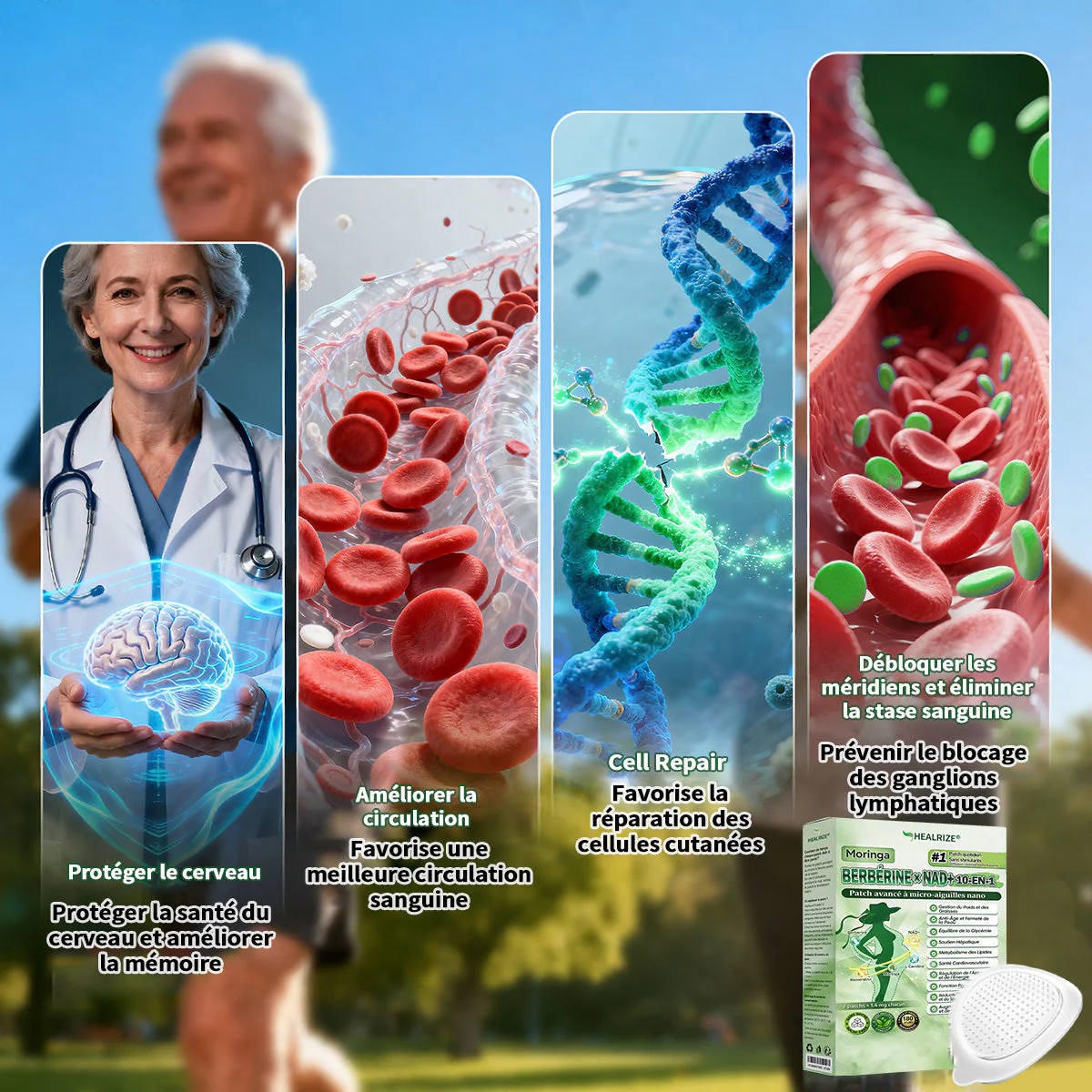 Magasin Officiel |  Healrize® Moringa & Bérbérine 10-en-1 Patch Nanomicro-aiguilles Avancé👩‍⚕️ (Une application quotidienne, résultats visibles en 7 jours)🌼 Obésité, Diabète, Apnée du sommeil, Problèmes articulaires - Image 8